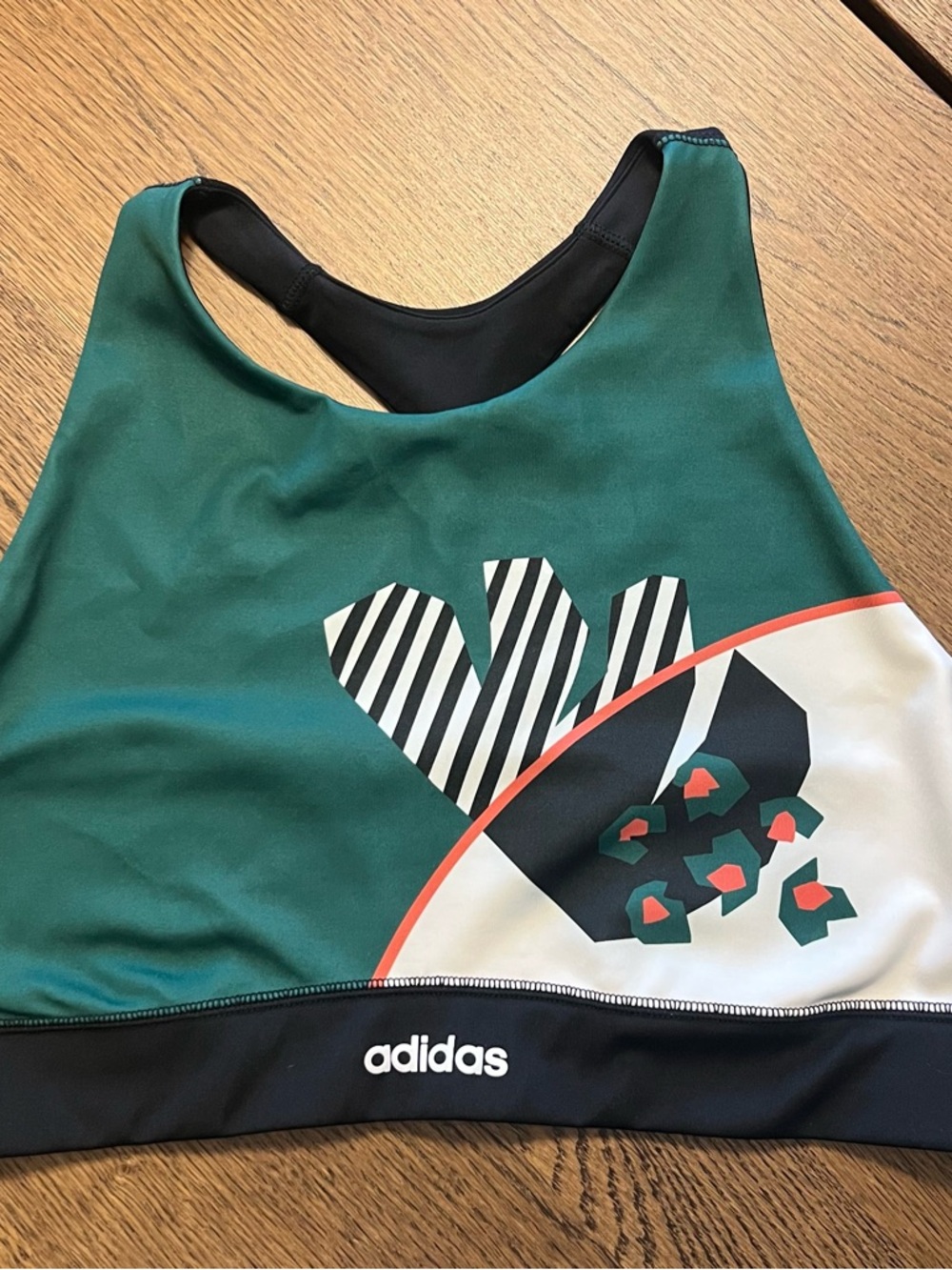 Adidas X Farm Rio Print Collab Sport Bra Racer T-back Green Black Multi size XL